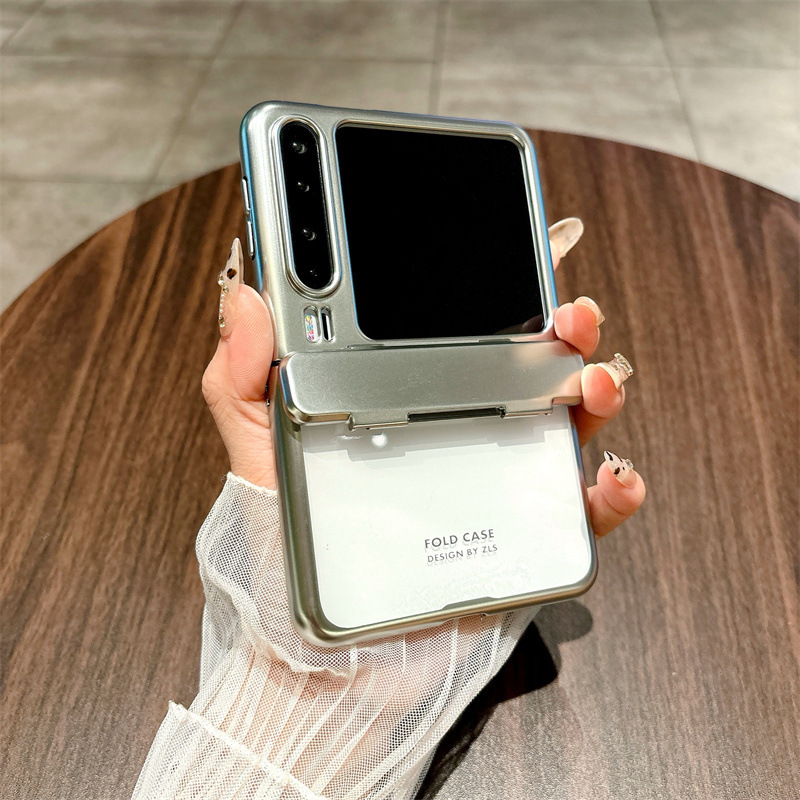 Huawei Pura X Phone Case, PURA X Foldable Screen Protector, Electroplated Transparent Hinge, Full Coverage Drop Protection Case - Silver Phantom Huawei Pura X