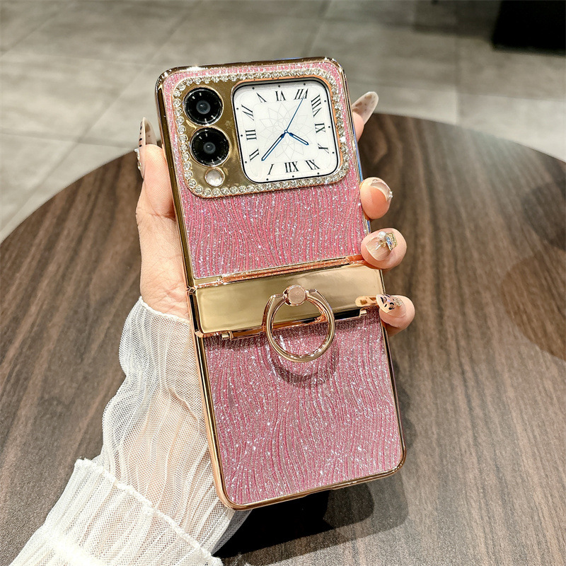 Compatible Huawei Nova Flip phone case, NovaFlip foldable screen water ripple ring hinge drop-proof protective case - Pink water ripple ring Huawei Nova Flip