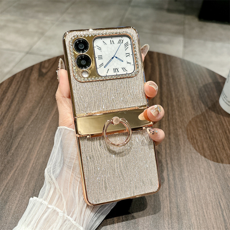 Compatible Huawei Nova Flip phone case, NovaFlip foldable screen water ripple ring hinge drop-proof protective case - Gold Water Ripple Ring Huawei Nova Flip