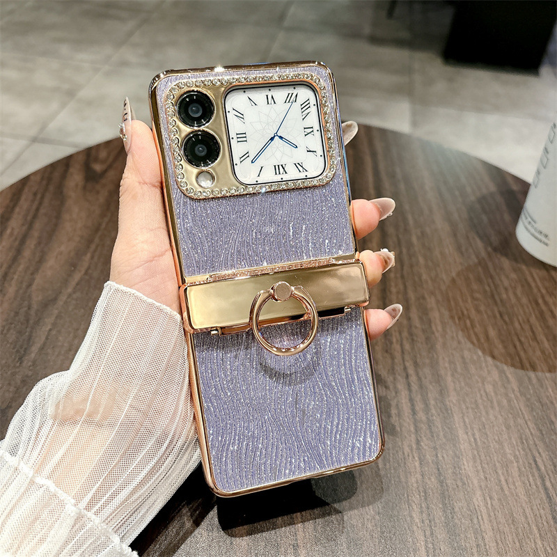 Compatible Huawei Nova Flip phone case, NovaFlip foldable screen water ripple ring hinge drop-proof protective case - Purple water ripple ring Huawei Nova Flip