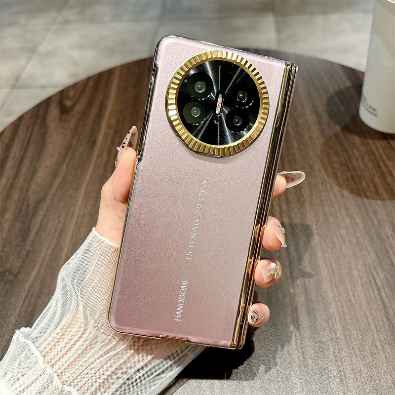 Compatible with Huawei Mate X5 phone case, MATEX3 foldable screen, light luxury electroplated aluminum alloy hinge, drop-proof protective case - Rose Gold Baida Mate X5