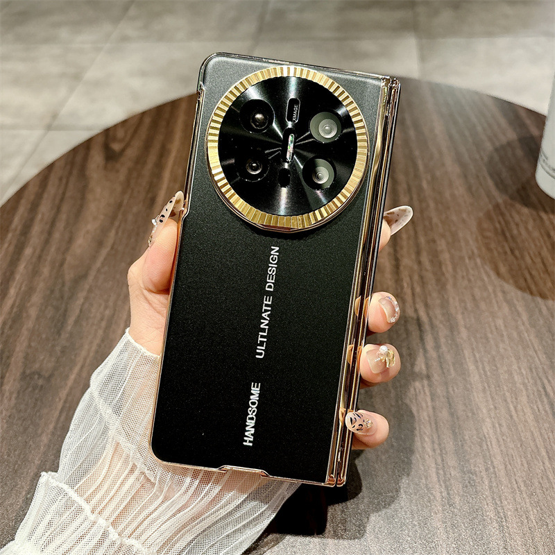 Compatible with Huawei Mate X6 phone case, MATE X6 foldable electroplated aluminum alloy ultra-thin anti-drop protective case 5G - Black Baida Huawei Mate X6