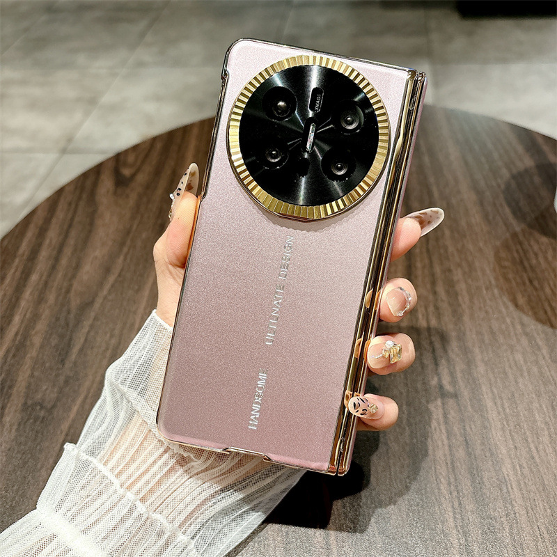 Compatible with Huawei Mate X6 phone case, MATE X6 foldable electroplated aluminum alloy ultra-thin anti-drop protective case 5G - Rose Gold Baida Huawei Mate X6