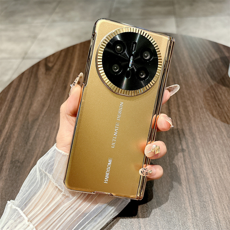 Compatible with Huawei Mate X6 phone case, MATE X6 foldable electroplated aluminum alloy ultra-thin anti-drop protective case 5G - Golden Baida Huawei Mate X6