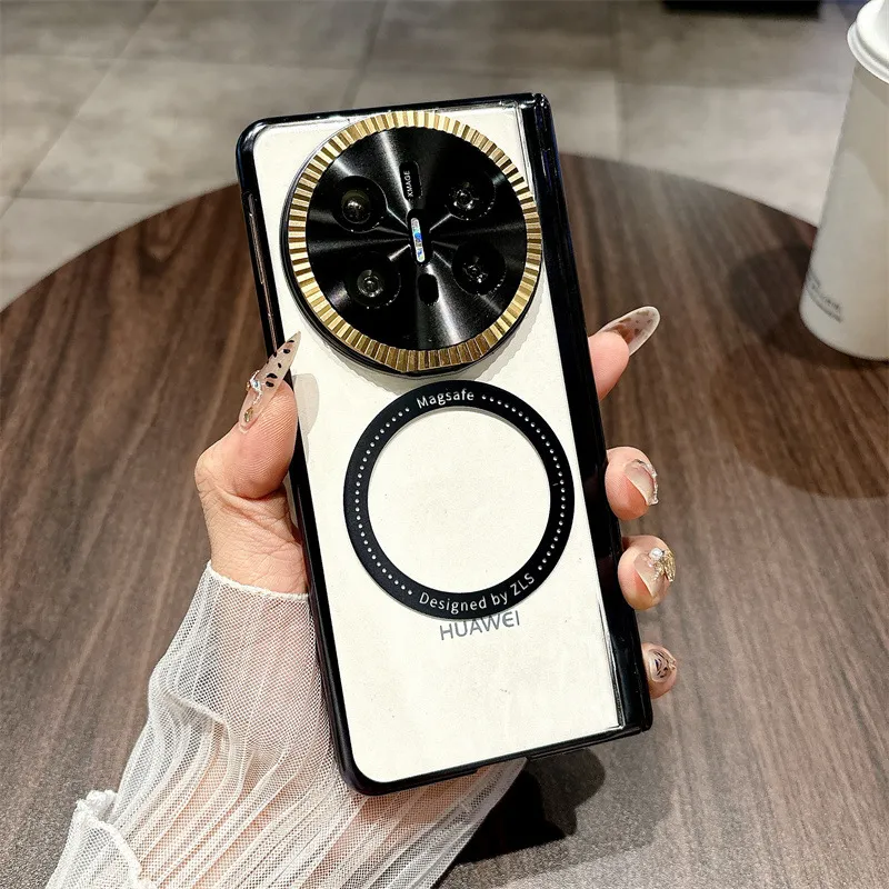 Compatible with Huawei Mate X6 phone case, MATEX6 foldable screen, light luxury magnetic charging hinge, drop-proof protective case - Black YADA Mate X6
