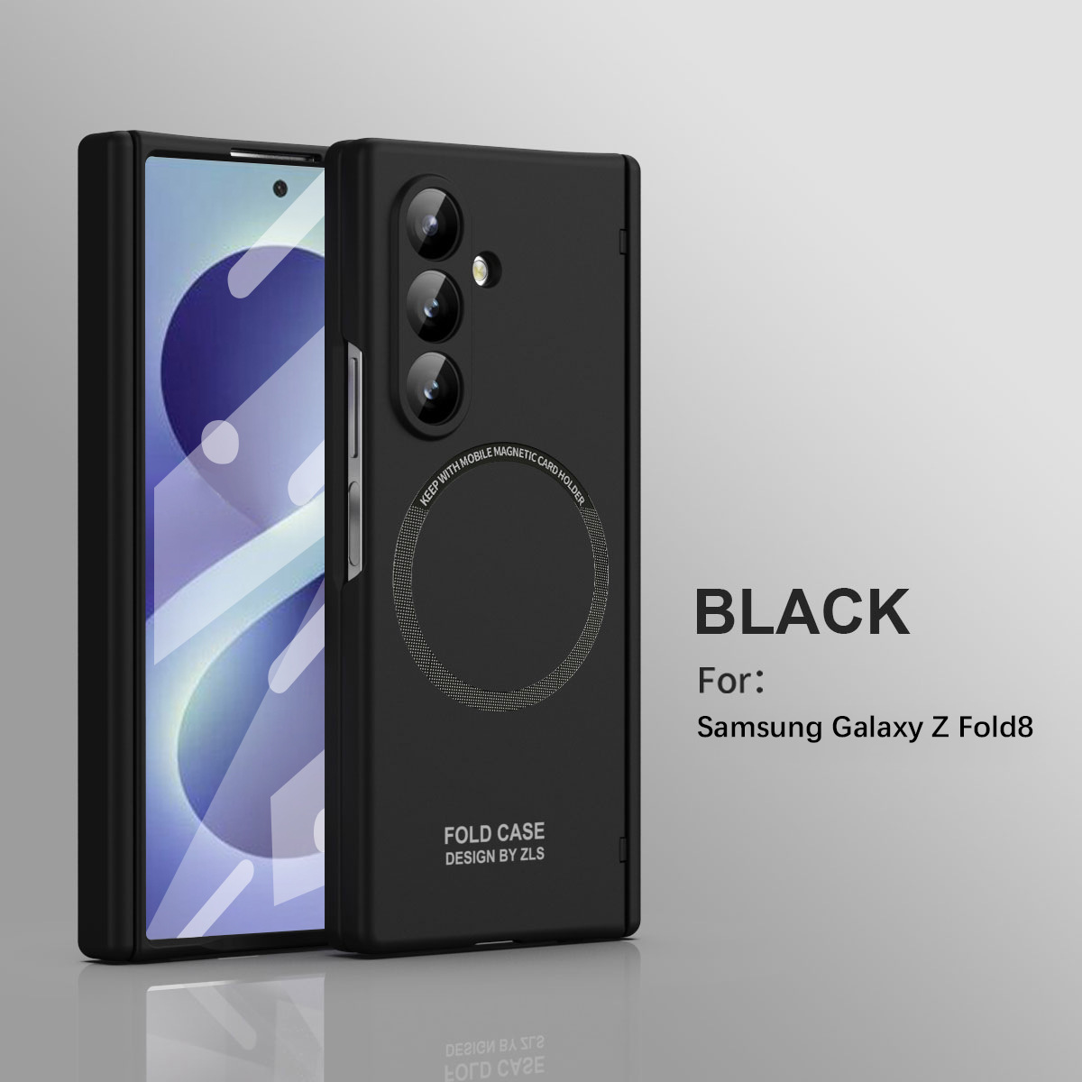 Compatible with Samsung Zfold 8 Ultra phone case, magnetic pen slot hinge, drop-proof protective case - Black magnetic closure Samsung Z Fold 8 Ultra