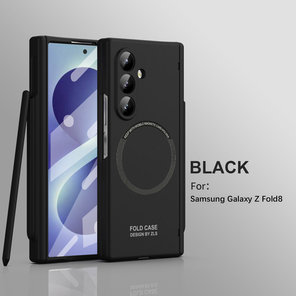 Compatible with Samsung Zfold 8 Ultra phone case, magnetic pen slot hinge, drop-proof protective case - Black pen slot magnetic attachment Samsung Z Fold 8 Ultra