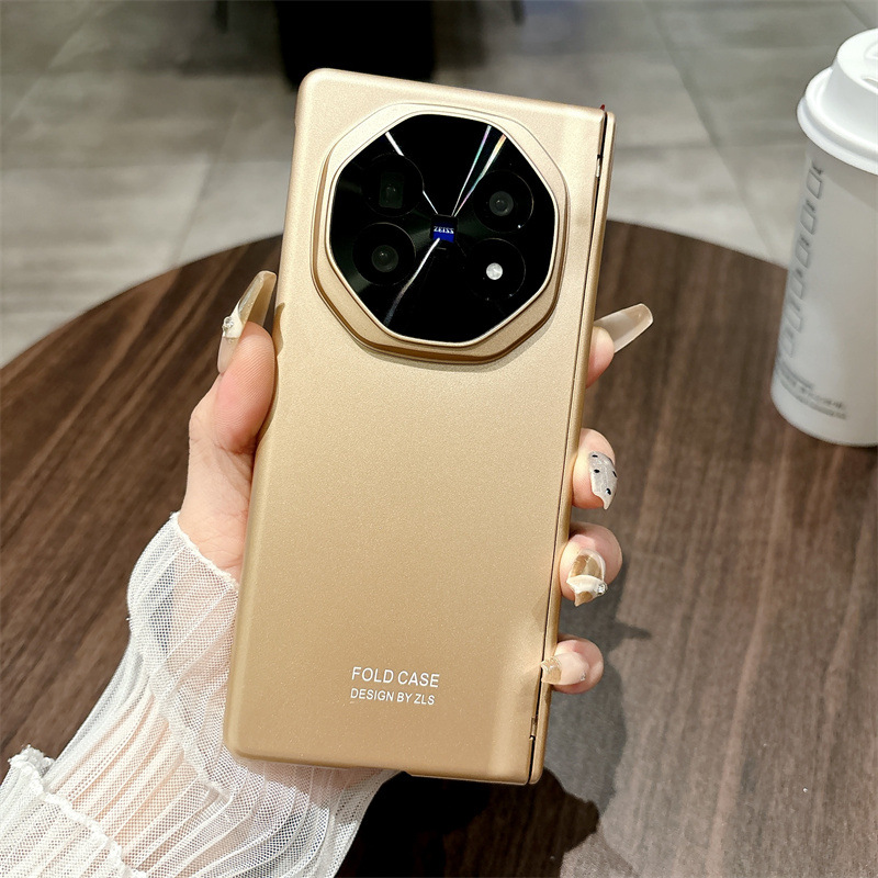 VIVO XFOLD5 phone case, xfold5 integrated case and screen protector, solid color electroplated full-coverage drop-proof protective case. - Gold Premium vivo x Fold5