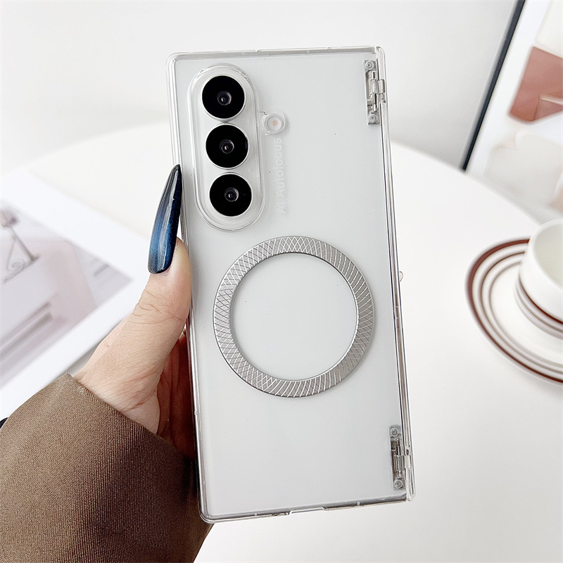 Samsung ZFold 8 Ultra Phone Case FOLD8 Solid Color Hinge Foldable Screen Magnetic Full Coverage Drop Protection Applicable - Purely transparent z fold8utrla