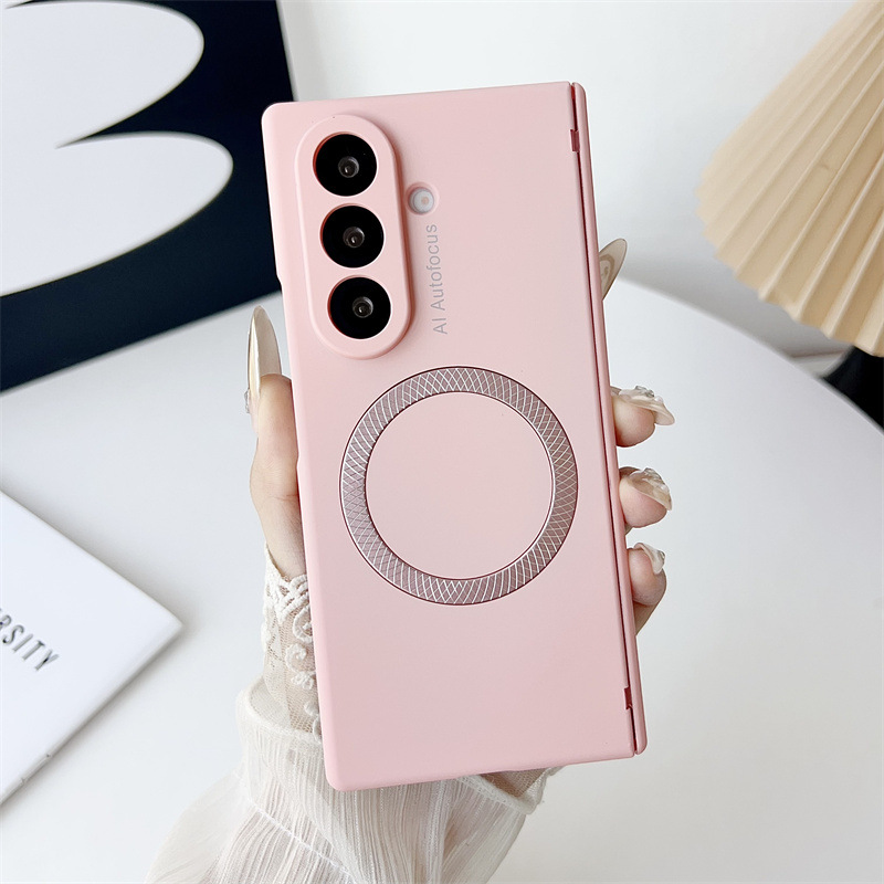 Samsung ZFold 8 Ultra Phone Case FOLD8 Solid Color Hinge Foldable Screen Magnetic Full Coverage Drop Protection Applicable - Girly pink with film z fold8utrla