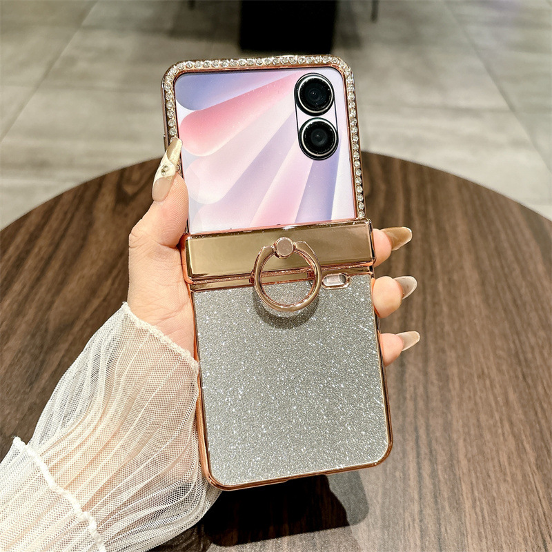 Honor V Flip2 Phone Case, Foldable Screen Protector, Integrated Stand, Glitter Hinge, Full Coverage, Drop Protection - Silver Starry Sky Goddess Honor V Flip2