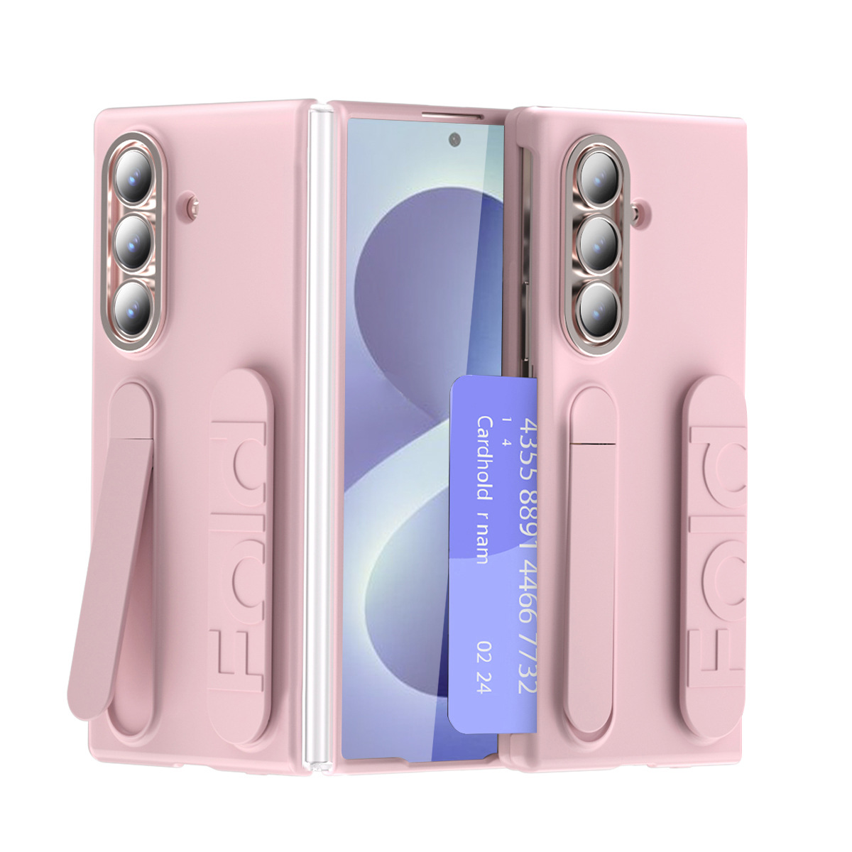 Compatible with Samsung Zfold8 Ultra phone case, FOLD8 folding official wristband, card slot type case and screen protector - Pink Rainbow Square Two-Piece Set zfold8utrla