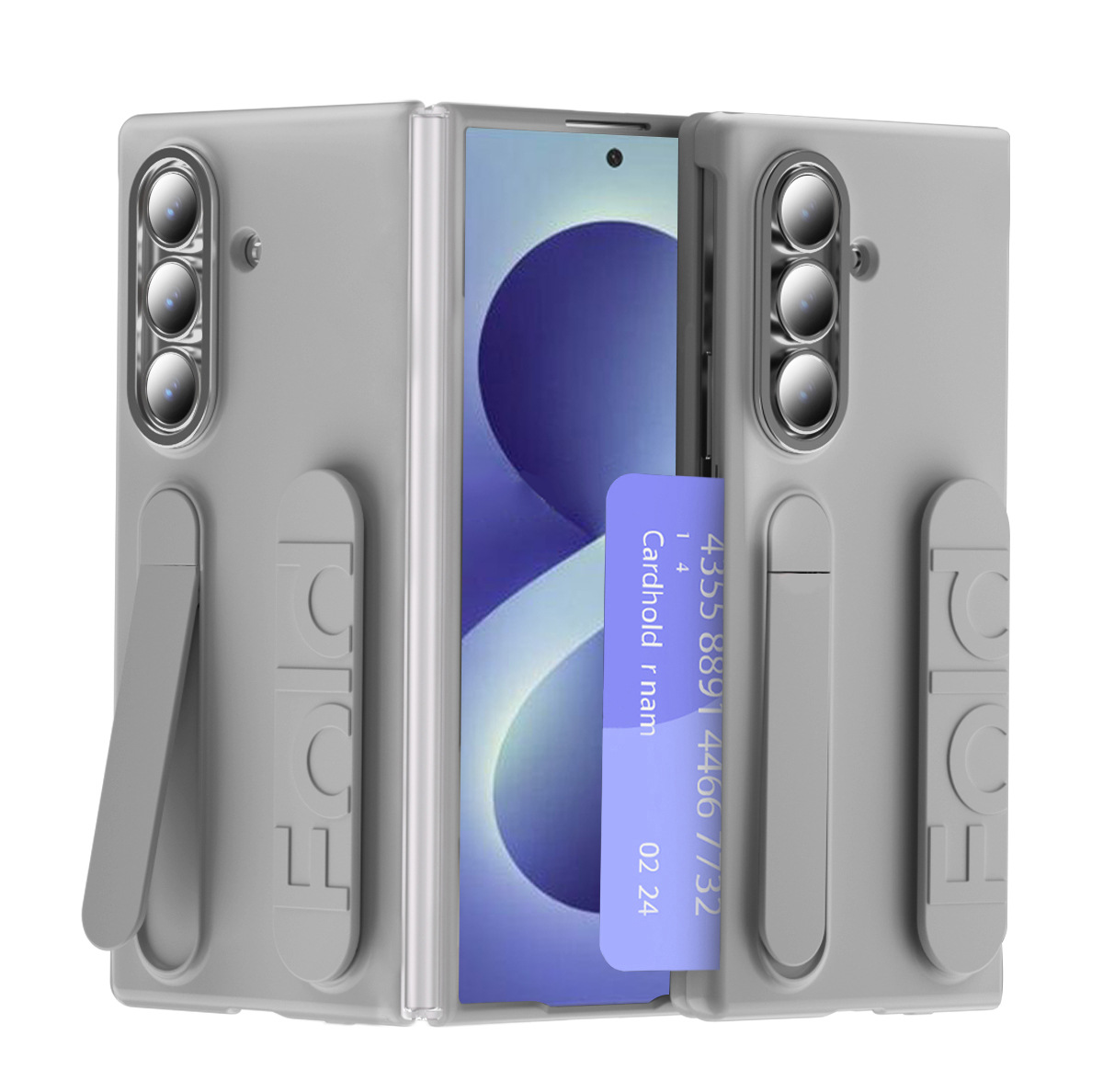 Compatible with Samsung Zfold8 Ultra phone case, FOLD8 folding official wristband, card slot type case and screen protector - Gray Rainbow Square Two-Piece Set zfold8utrla