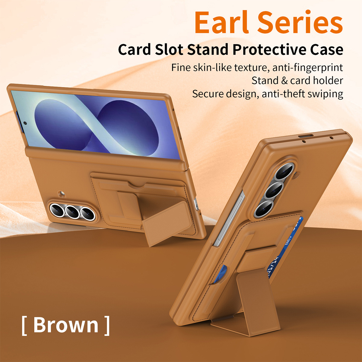 Compatible with Samsung Zfold8 Ultra phone case, foldable screen, SIM card holder, all-in-one protective case. - Brown Earl z fold8utrla