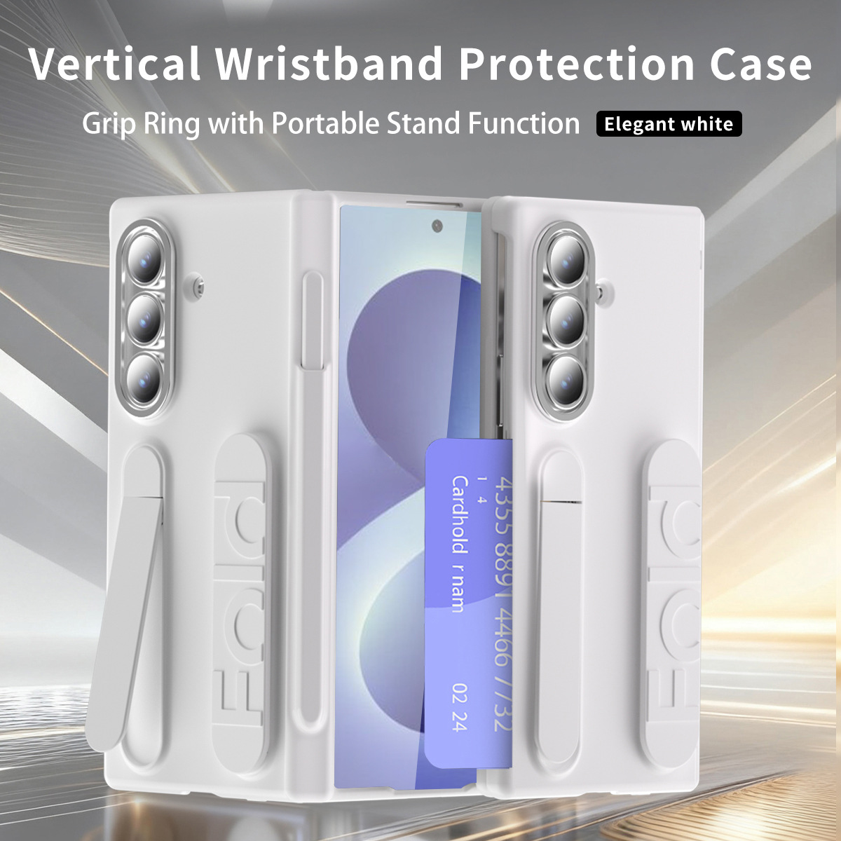 Compatible with Samsung Zfold8 phone case, FOLD7 folding official wrist strap, card slot, pen slot, integrated protective case. - White pen slot version Z Fold7