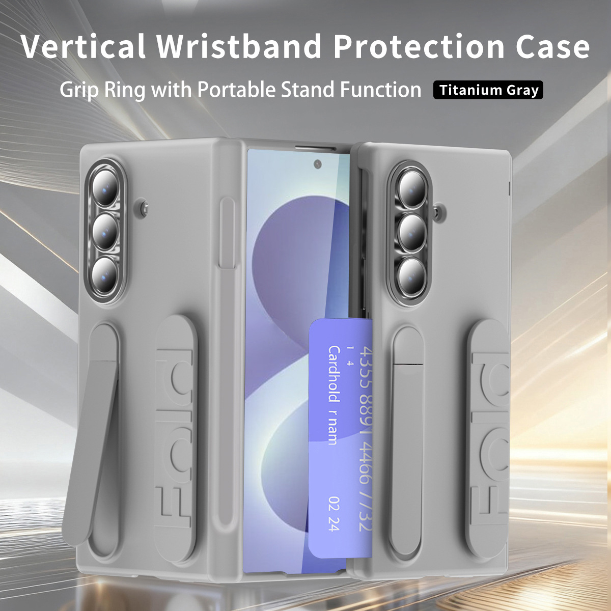 Compatible with Samsung Zfold8 phone case, FOLD7 folding official wrist strap, card slot, pen slot, integrated protective case. - Grey pen slot version z fold7